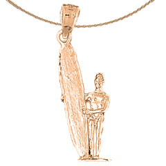 10K, 14K or 18K Gold 3D Surfer Pendant