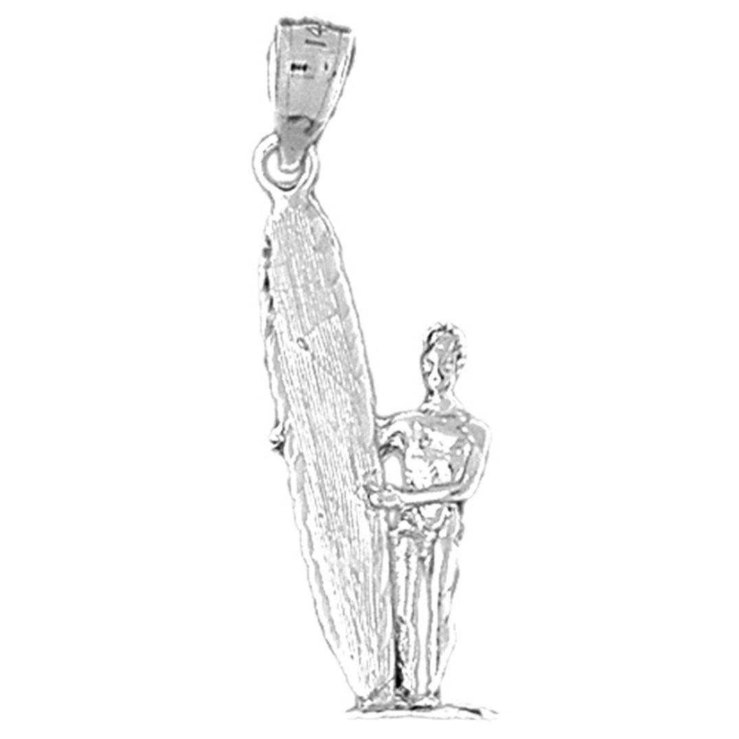 10K, 14K or 18K Gold 3D Surfer Pendant