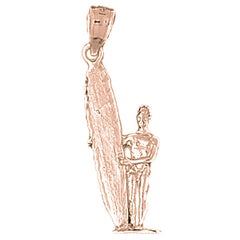 10K, 14K or 18K Gold 3D Surfer Pendant