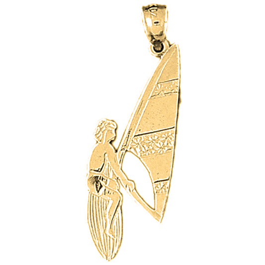 14K or 18K Gold Wind Surfer Pendant