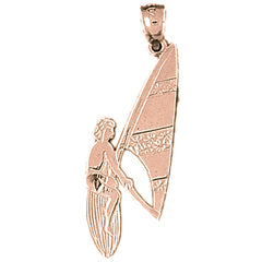 14K or 18K Gold Wind Surfer Pendant