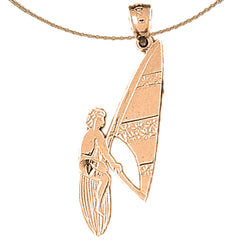 14K or 18K Gold Wind Surfer Pendant