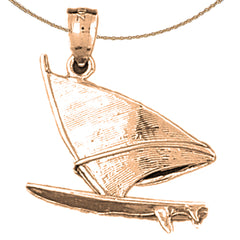 10K, 14K or 18K Gold 3D Wind Surfing Pendant