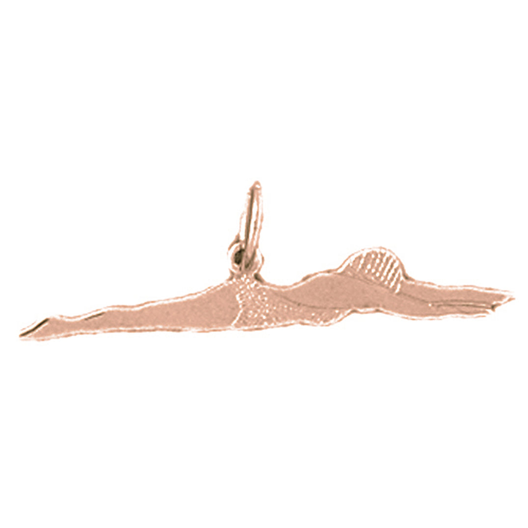 14K or 18K Gold Swimmer Pendant
