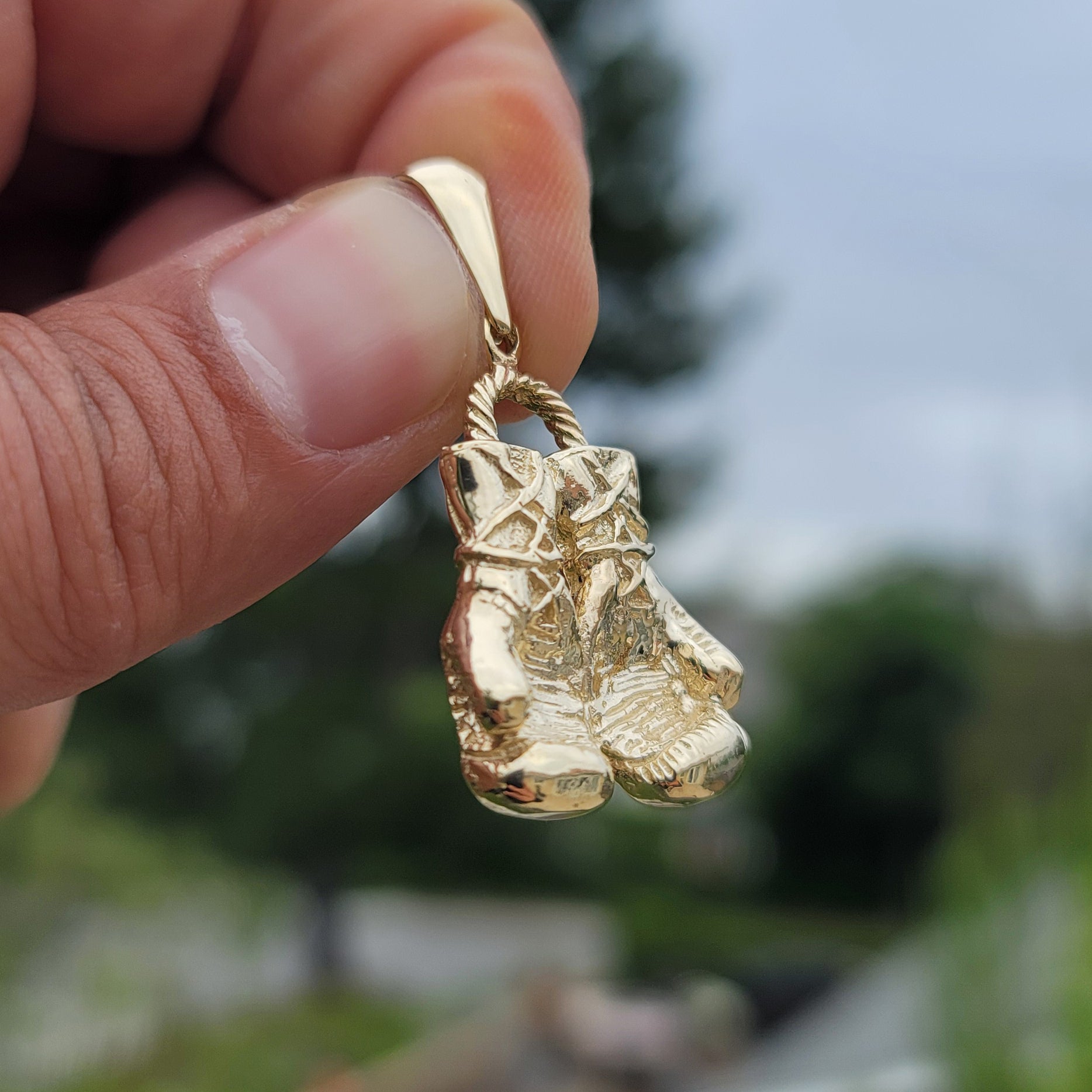 10K, 14K or 18K Gold Boxing Gloves Pendant