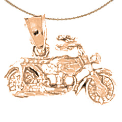 10K, 14K or 18K Gold 3D Motorcycle Pendant