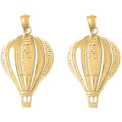 14K or 18K Gold 40mm Hot Air Balloon Earrings