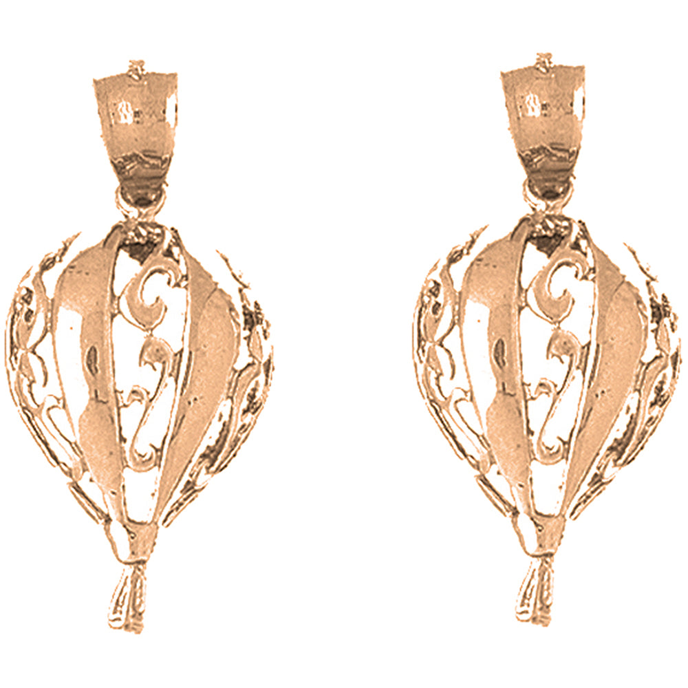 14K or 18K Gold 34mm Hot Air Balloon Earrings