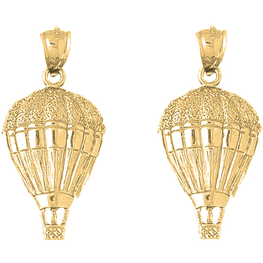 14K or 18K Gold 32mm Hot Air Balloon Earrings