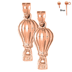 14K or 18K Gold 3D Hot Air Balloon Earrings