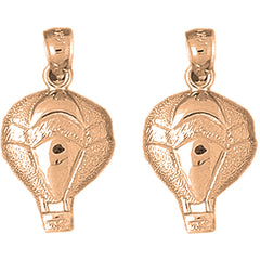 14K or 18K Gold 25mm Hot Air Balloon Earrings