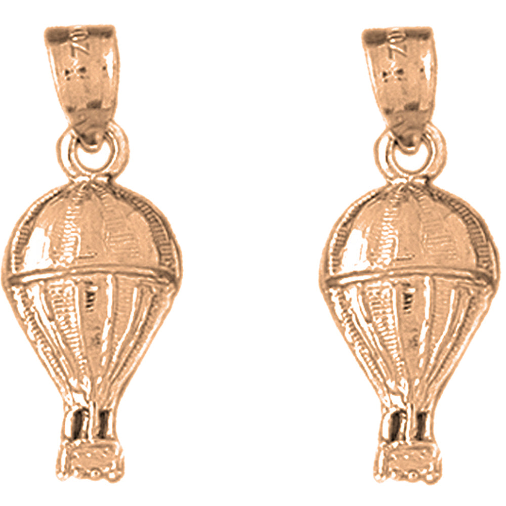 14K or 18K Gold 25mm Hot Air Balloon Earrings