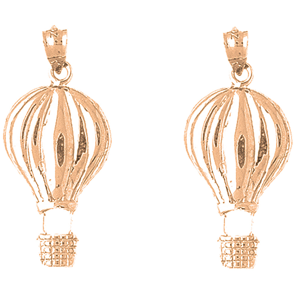 14K or 18K Gold 34mm Hot Air Balloon Earrings