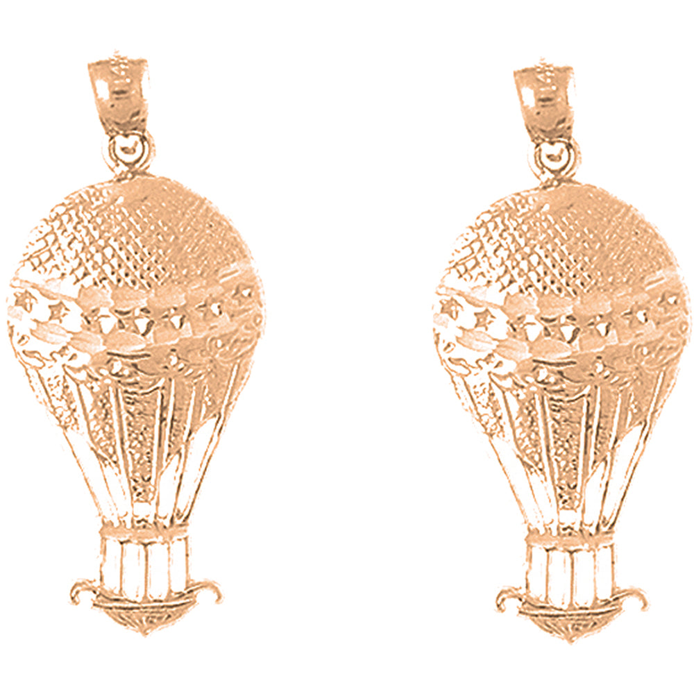 14K or 18K Gold 34mm Hot Air Balloon Earrings