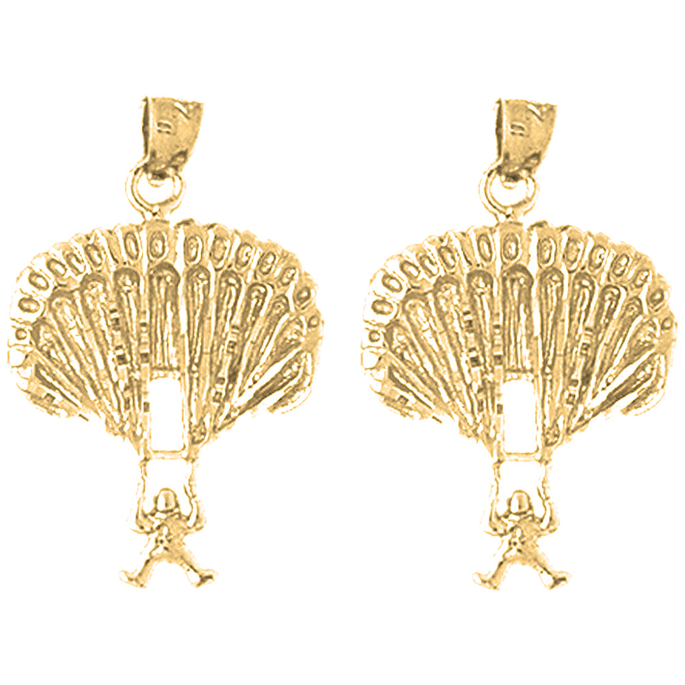 14K or 18K Gold 27mm Parachuter Earrings