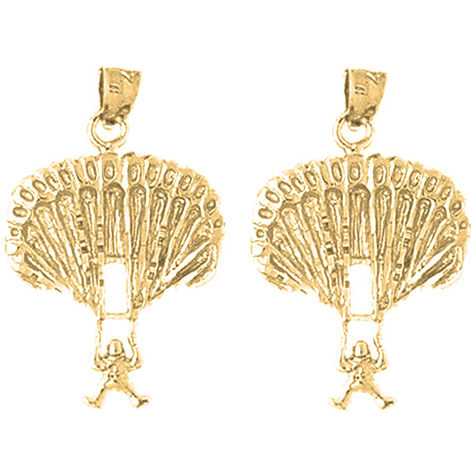 14K or 18K Gold 27mm Parachuter Earrings