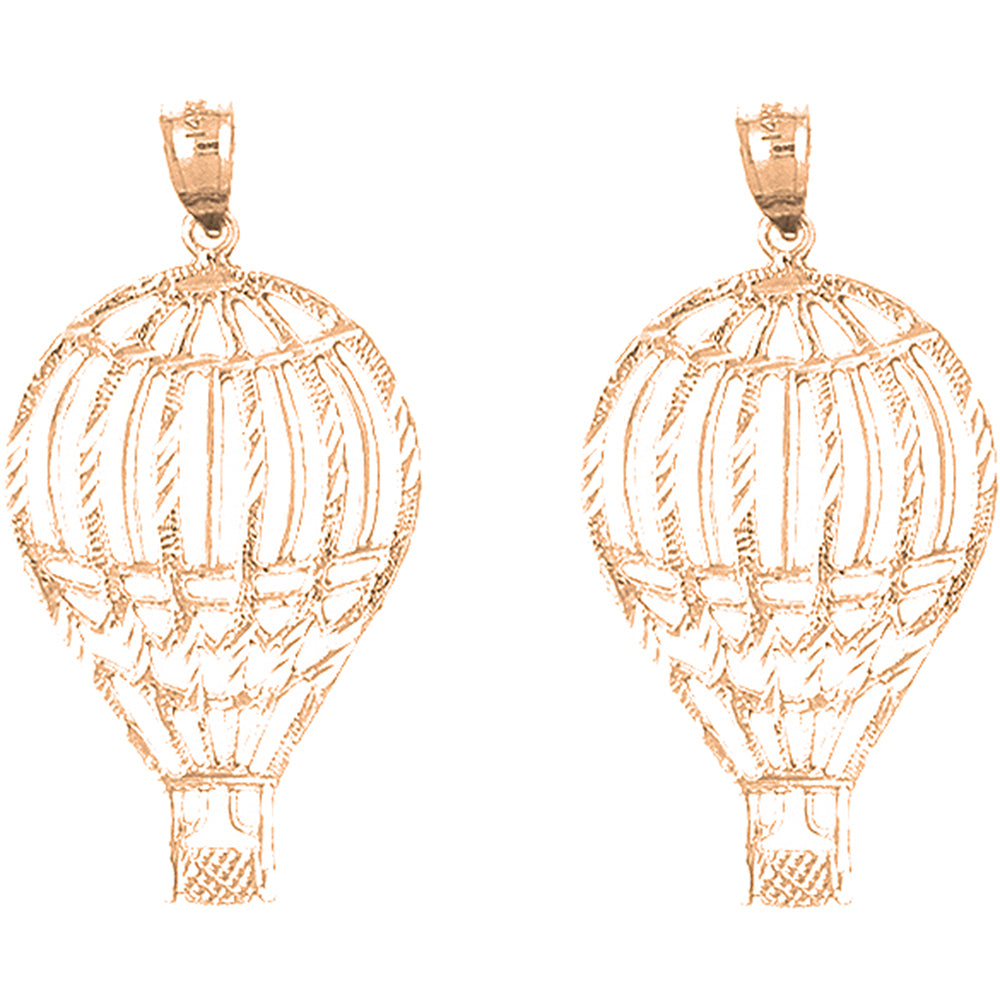 14K or 18K Gold 39mm Hot Air Balloon Earrings