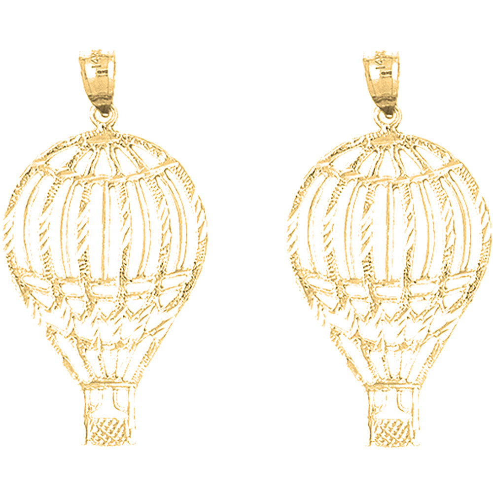 14K or 18K Gold 39mm Hot Air Balloon Earrings