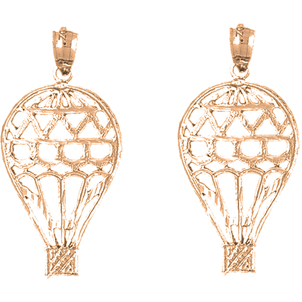 14K or 18K Gold 34mm Hot Air Balloon Earrings