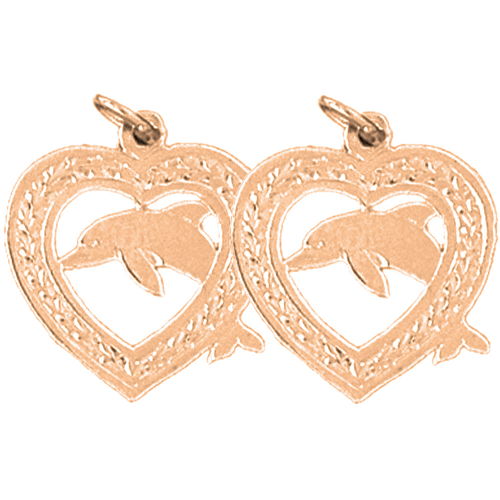 14K or 18K Gold 20mm Dolphin Earrings