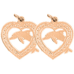 14K or 18K Gold 20mm Dolphin Earrings