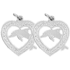 14K or 18K Gold 20mm Dolphin Earrings