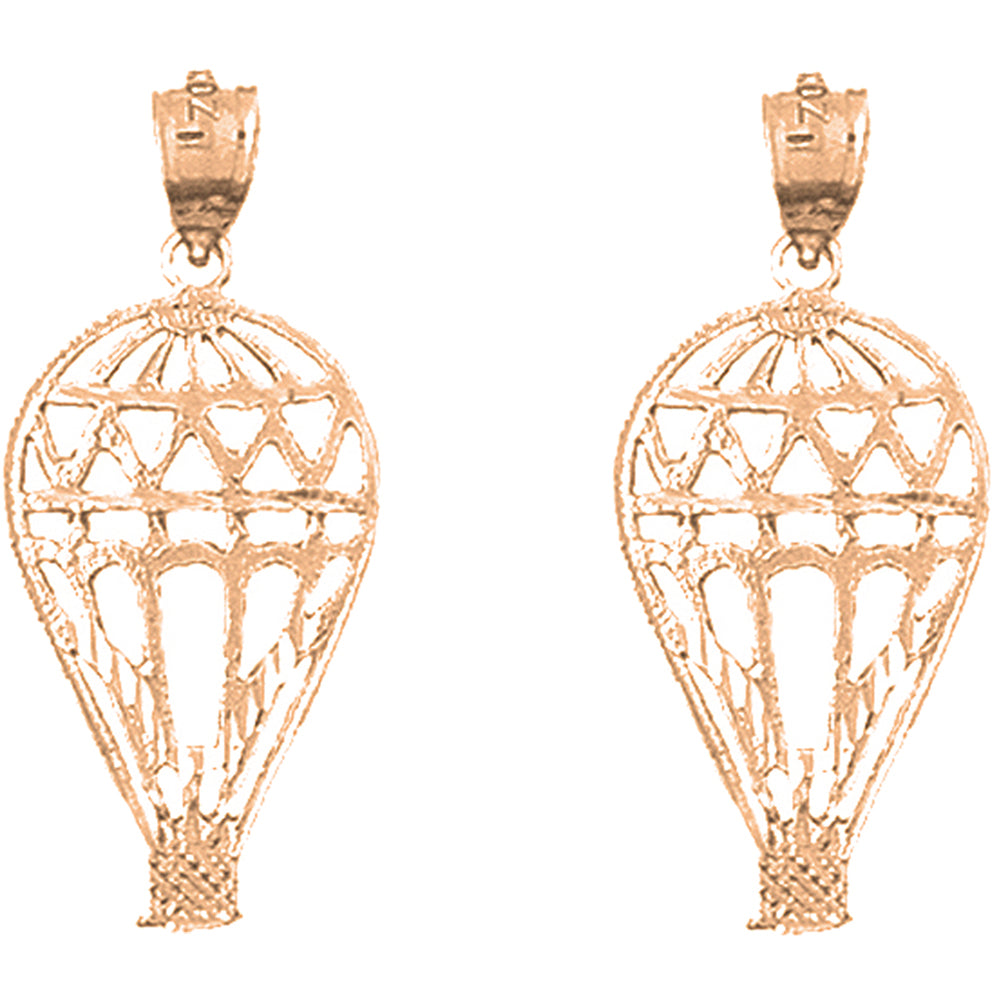 14K or 18K Gold 30mm Hot Air Balloon Earrings