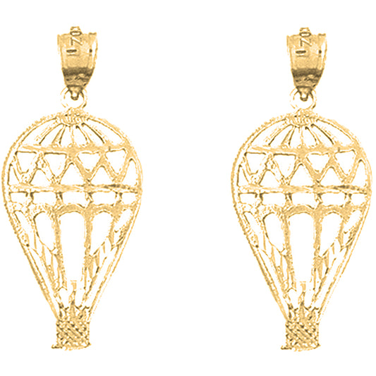 14K or 18K Gold 30mm Hot Air Balloon Earrings