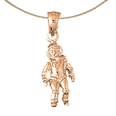 10K, 14K or 18K Gold Astronaut Pendant