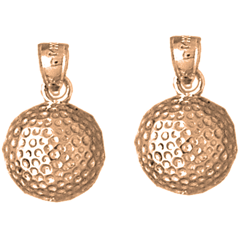 14K or 18K Gold 19mm Golf Ball Earrings