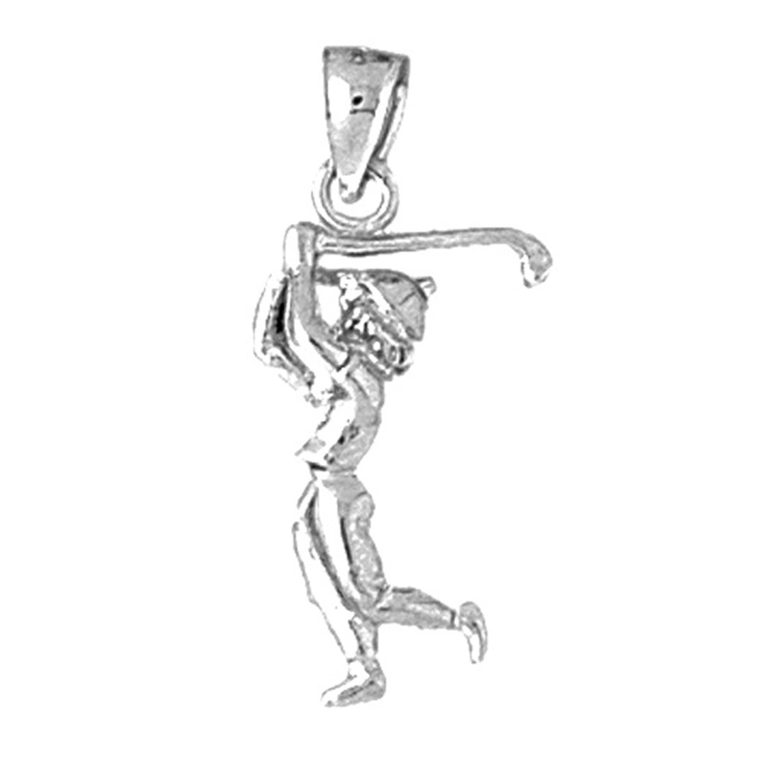 10K, 14K or 18K Gold 3D Woman Golfer Pendant