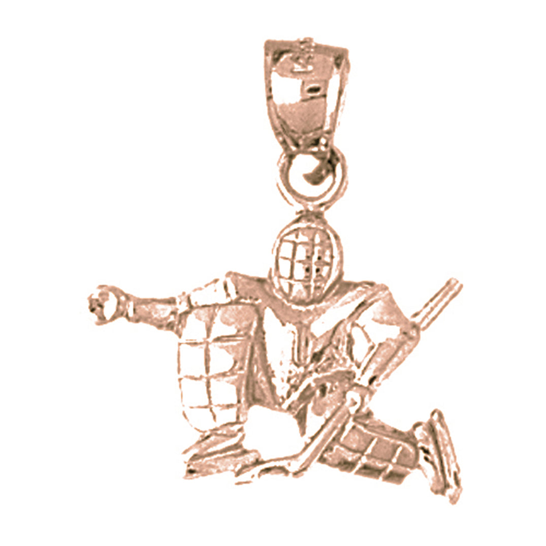 10K, 14K or 18K Gold 3D Hockey Goalie Pendant