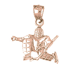 10K, 14K or 18K Gold 3D Hockey Goalie Pendant