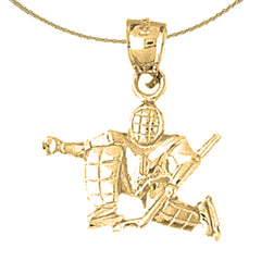 10K, 14K or 18K Gold 3D Hockey Goalie Pendant