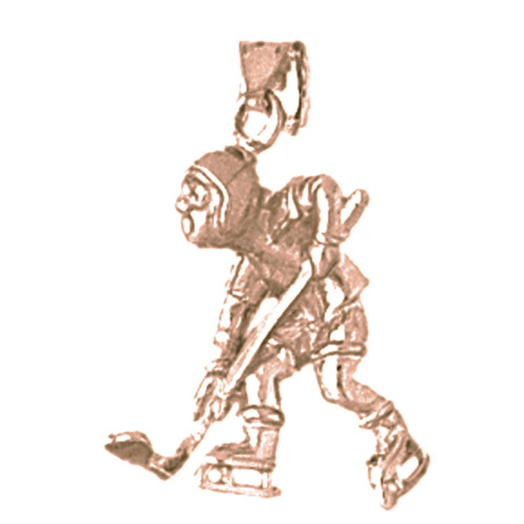 10K, 14K or 18K Gold 3D Hockey Player Pendant