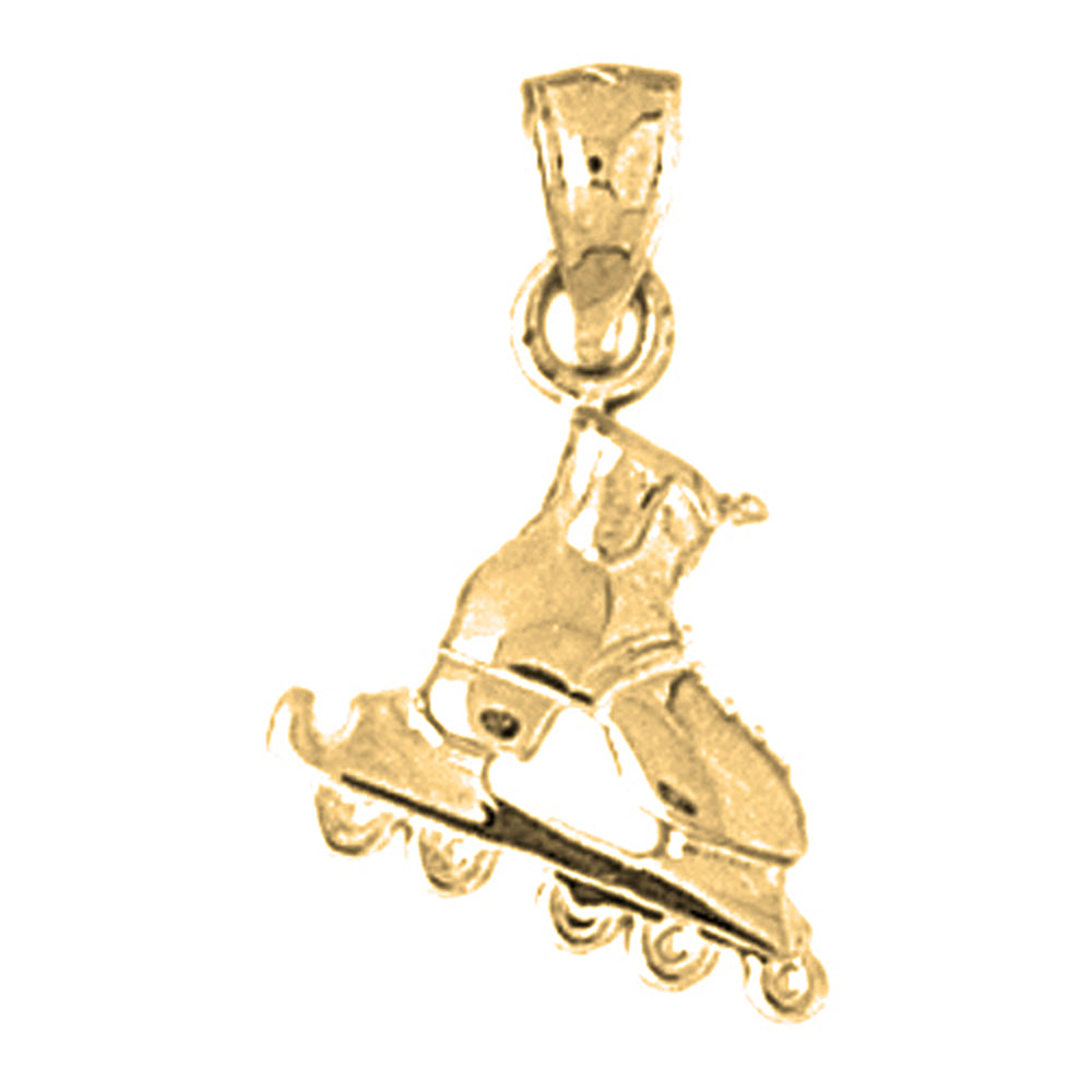 10K, 14K or 18K Gold 3D Skate Blades Pendant