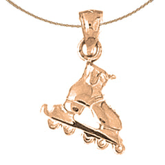 10K, 14K or 18K Gold 3D Skate Blades Pendant
