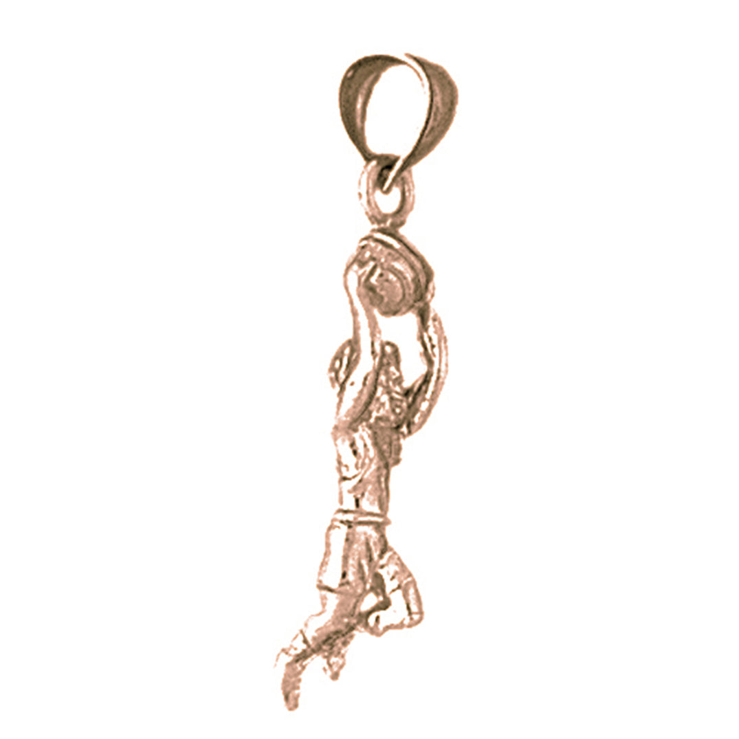 10K, 14K or 18K Gold 3D Basketball Player Pendant