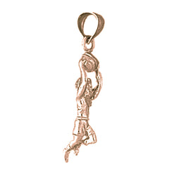 10K, 14K or 18K Gold 3D Basketball Player Pendant