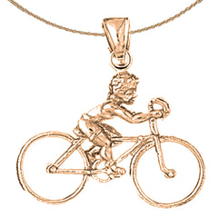 10K, 14K or 18K Gold 3D Cycler Pendant