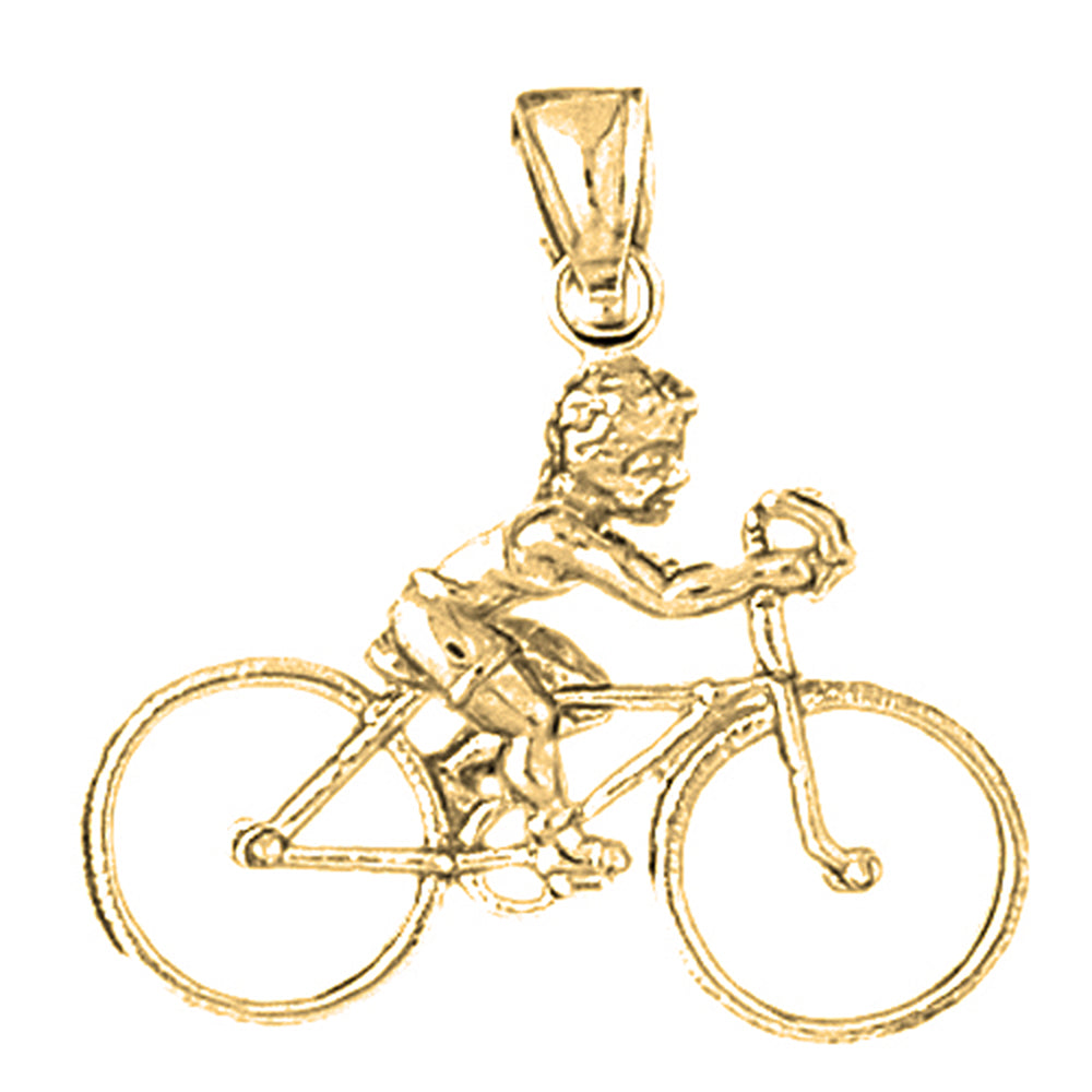 10K, 14K or 18K Gold 3D Cycler Pendant