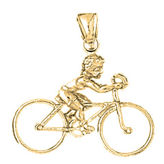10K, 14K or 18K Gold 3D Cycler Pendant