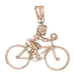 10K, 14K or 18K Gold 3D Cycler Pendant