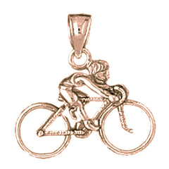 10K, 14K or 18K Gold 3D Cycler Pendant