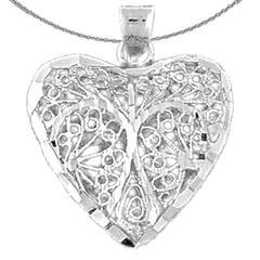 10K, 14K or 18K Gold 3D Filigree Heart Pendant
