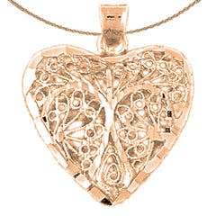10K, 14K or 18K Gold 3D Filigree Heart Pendant