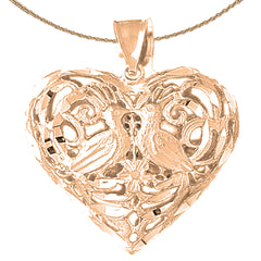 10K, 14K or 18K Gold 3D Filigree Heart Pendant