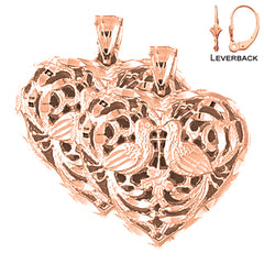 14K or 18K Gold 3D Filigree Heart Earrings