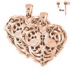 14K or 18K Gold 3D Filigree Heart Earrings