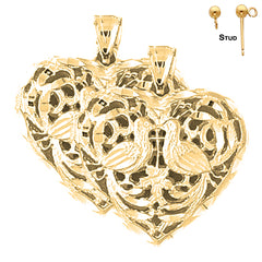 14K or 18K Gold 3D Filigree Heart Earrings